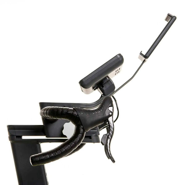 Produktbild seitliche Nahaufnahme des Lenkers, der Konsole und der Tablethalterung des Kettler Indoor Bike Frame Plus